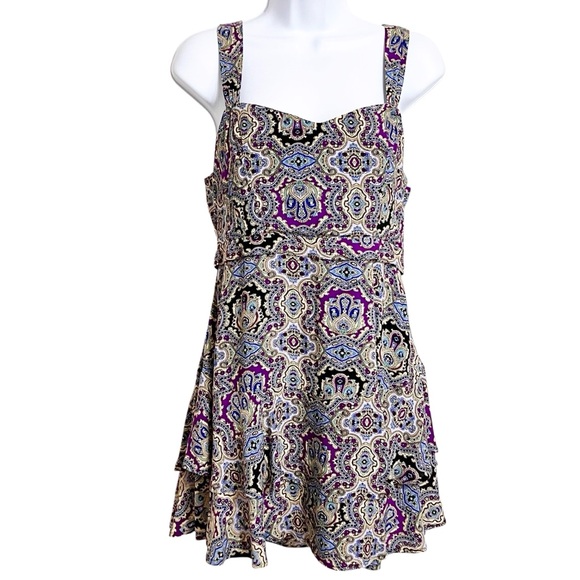Free People Dresses & Skirts - Free People Paisley In Tiers Boho Mini Dress XS Multicolor Festival Coachella